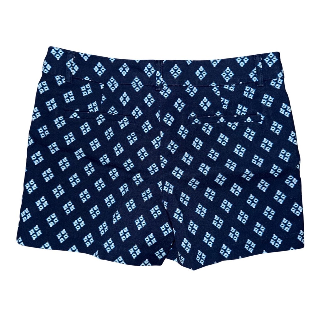 Kenar Womens Navy Blue Geometric Diamond Print Tailored Shorts Size 4 US